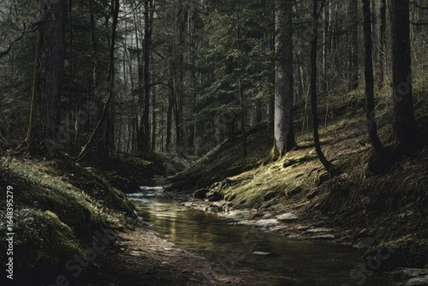 Obraz Gloomy forest creek (1)