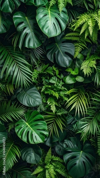 Fototapeta Lush Greenery: A Dense Composition of Tropical Foliage, Exploring Plant Life