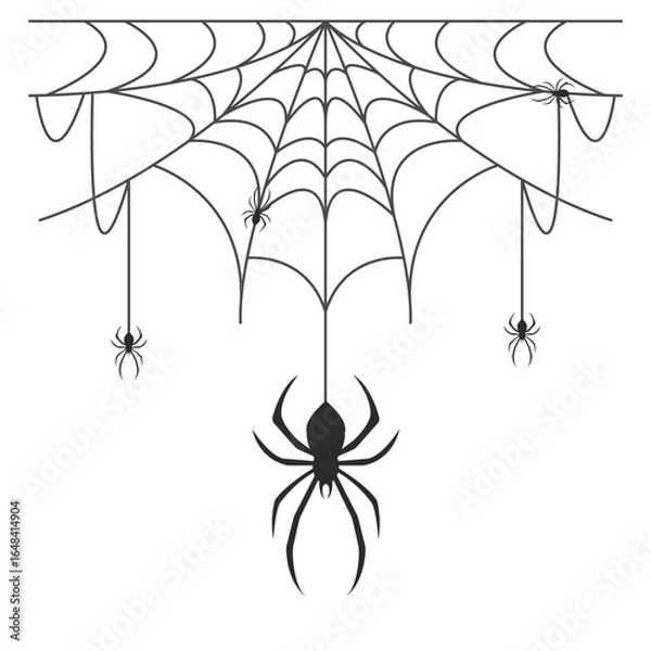 Fototapeta Silhouette icon of a spider hanging on a thread