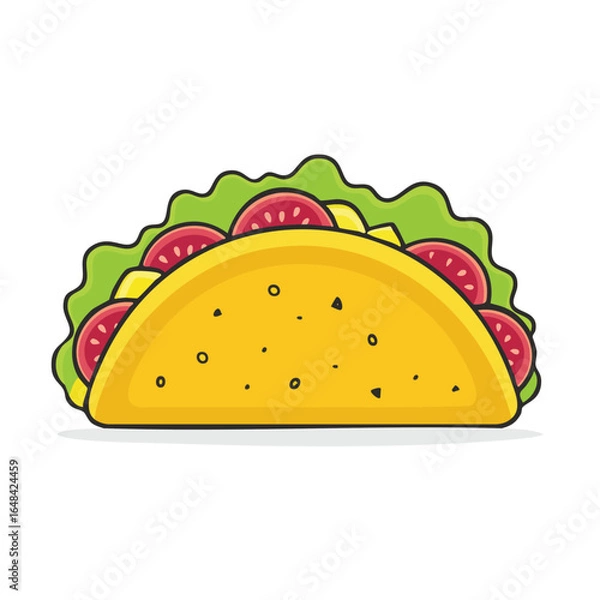 Obraz A vibrant cartoon illustration of a delicious taco, filled with fresh ingredients.