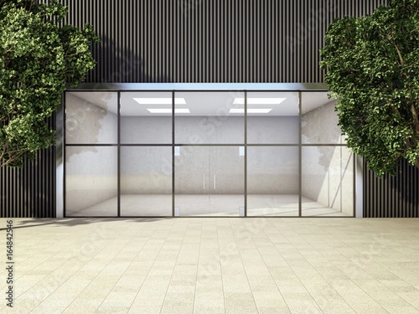 Obraz Nowoczesny pusty sklep wśród drzew