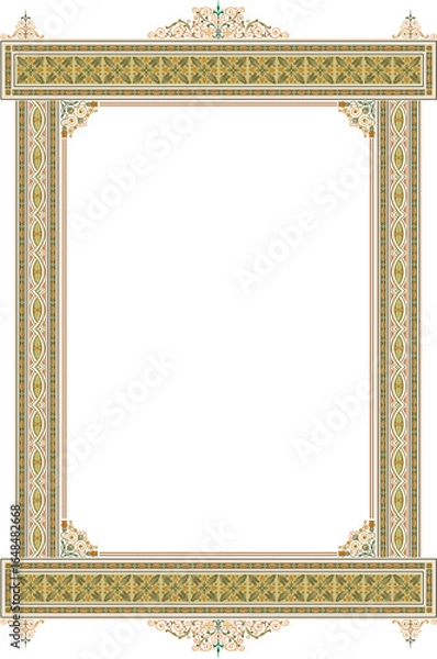 Obraz Elegant Arabic border with traditional Islamic art patterns, an ornate oriental frame for decorative invitations and certificates.