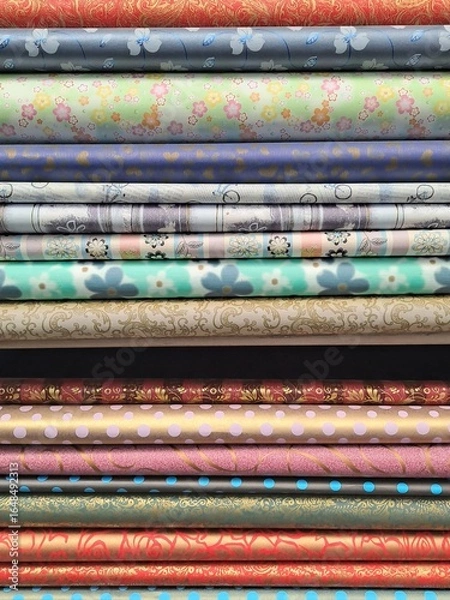Fototapeta Various kinds of colorful wrapping papers at South Korea's stationary store 