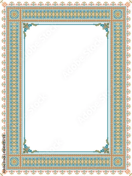 Obraz Vintage oriental frame with intricate floral and geometric motifs. Elegant decorative border inspired by traditional Arabic and Islamic design.