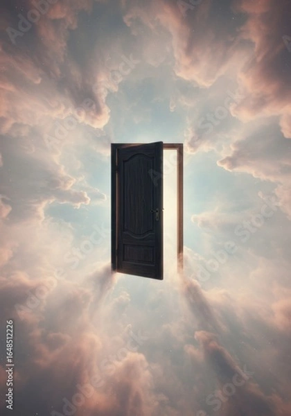 Fototapeta The portal to ethereal realms: A symbolic journey through clouds and light beyond
