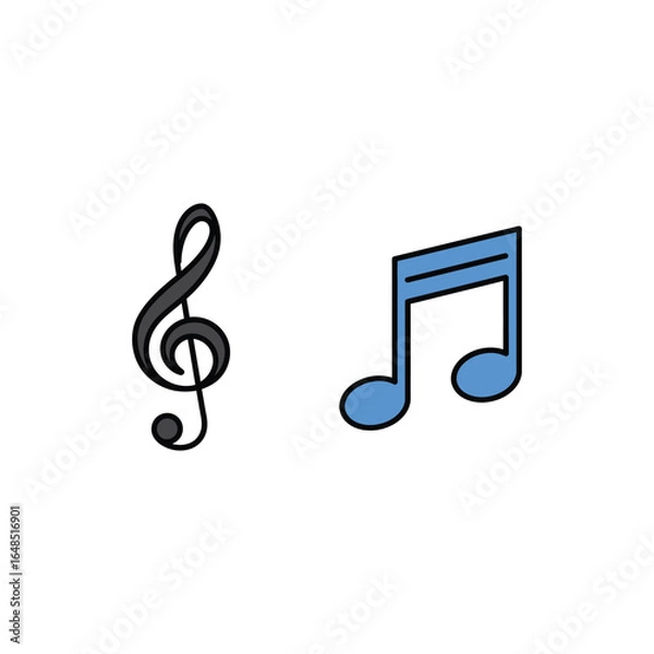 Fototapeta Colorful Music Notes Illustration Featuring a Treble Clef and a Quarter Note