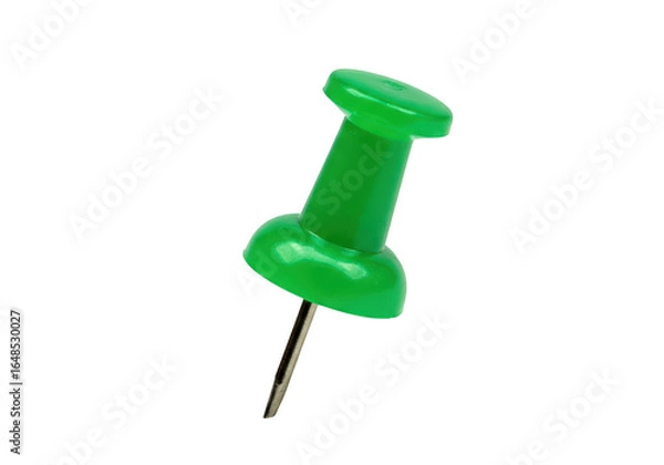 Fototapeta Green pushpin isolated on transparent background