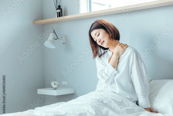 Obraz 首のストレッチをする女性