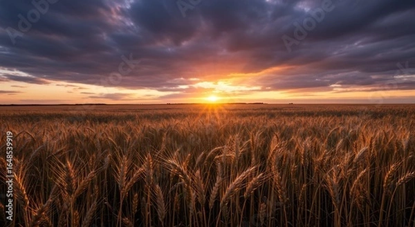 Fototapeta 夕焼け小麦畑の風景写真