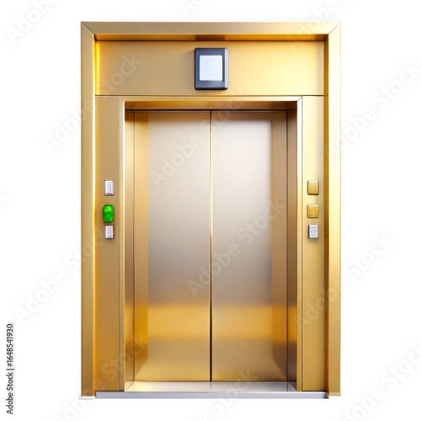 Obraz Modern gold elevator doors isolated on transparent background