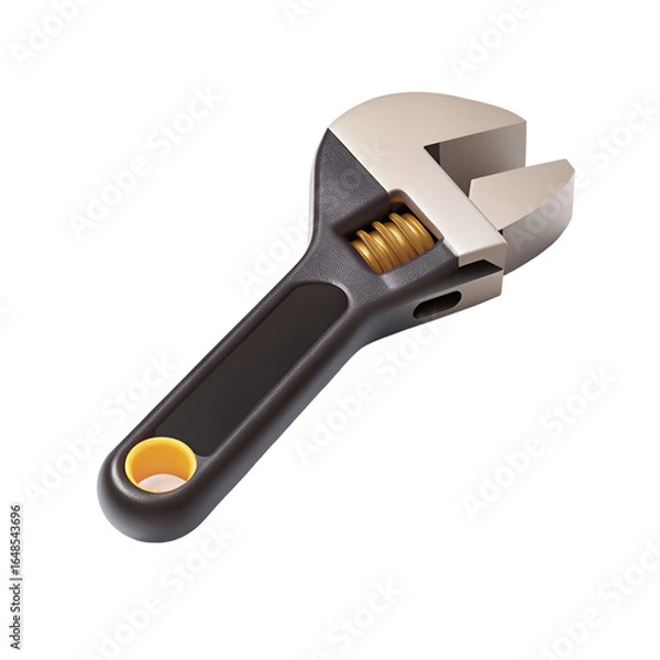 Fototapeta 3D Realistic Minimalist Adjustable Wrench Icon on Gray Background