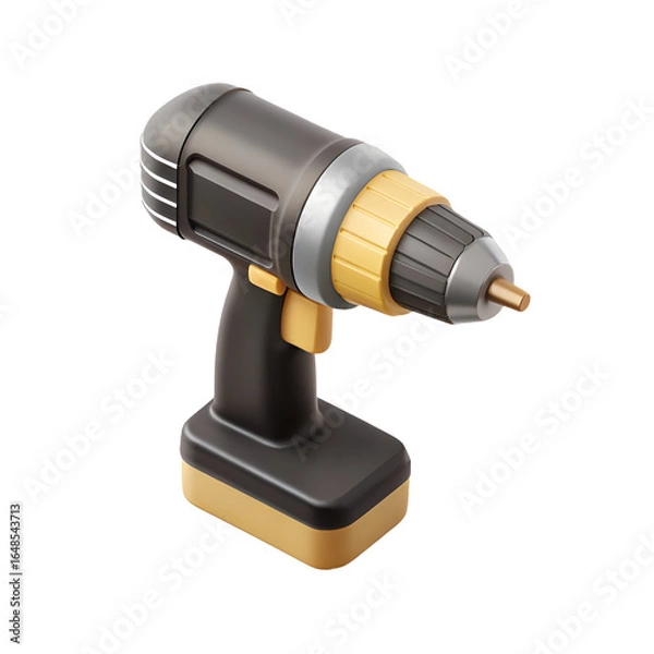 Fototapeta 3D Realistic Minimalist Electric Drill Icon on Gray Background
