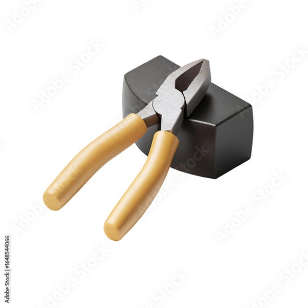 Fototapeta 3D Realistic Minimalist Pliers Icon on Gray Background