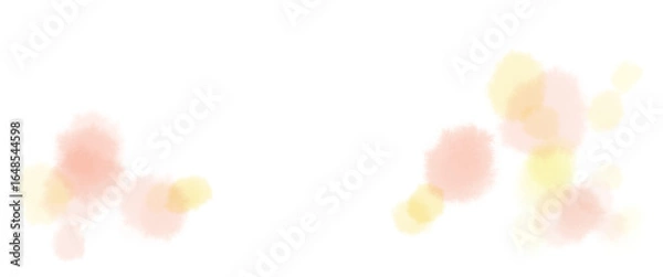 Fototapeta ピンクや黄色の水彩にじむふんわりあしらいライン素材