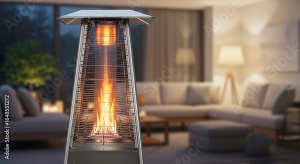 Fototapeta 屋外暖房機　暖炉風デザイン