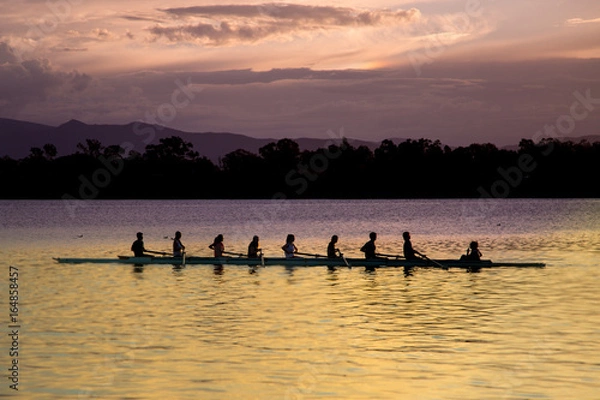 Obraz Rowers at sunset