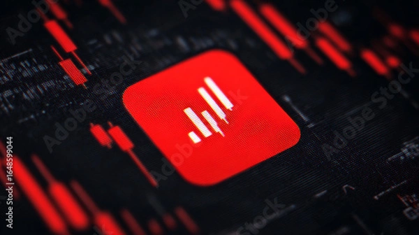 Fototapeta A red icon alerts users to suspicious trading activity.