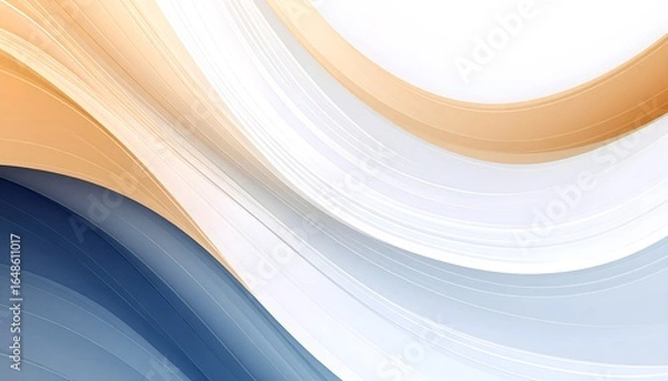 Fototapeta Serene Waves of Gold and Blue: A Modern Abstract Background with Fluid, Layered Lines.