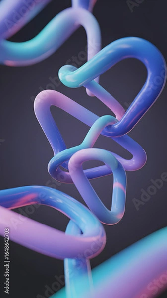 Obraz Abstract rendering of interconnected gradient colored tubes against a dark gray background