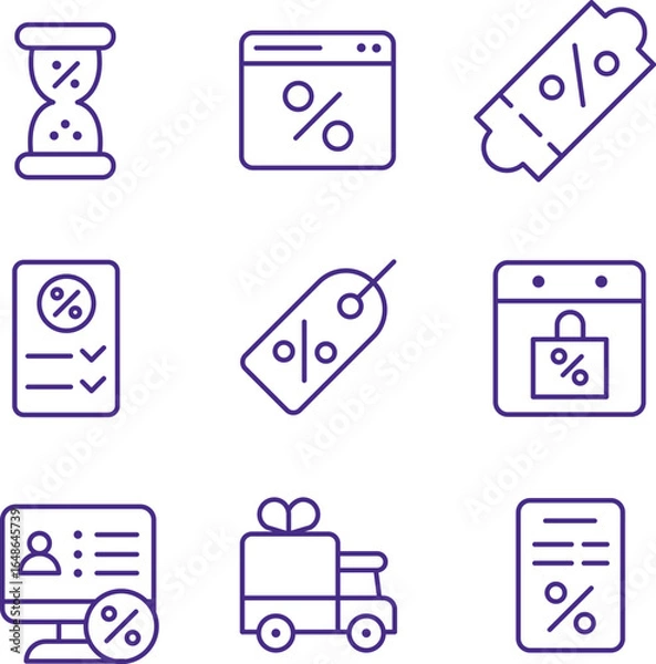 Obraz sale and promotion icon collection, discount and offer icon vector set
