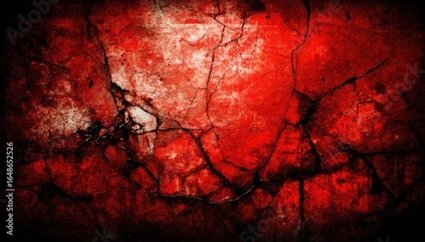 Fototapeta Cracked red surface with dark shadows