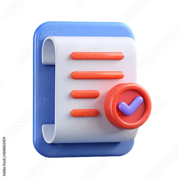 Fototapeta 3D Minimalist Tax Document with Checkmark Icon