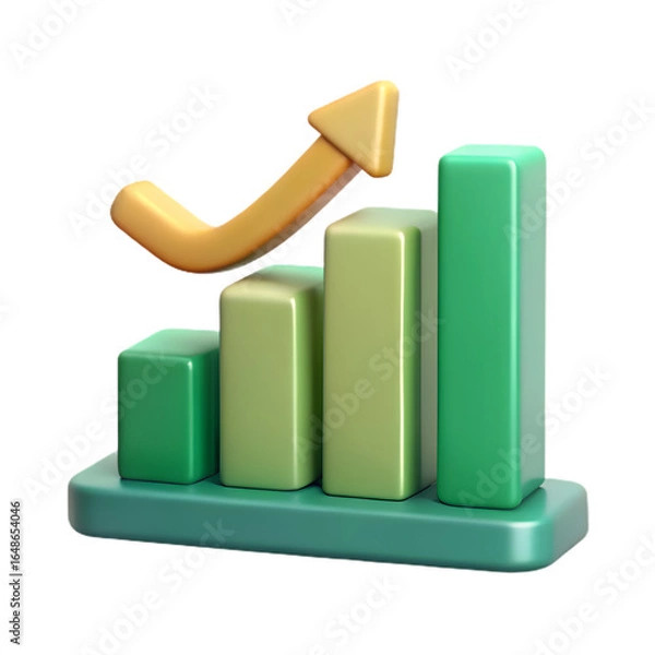 Fototapeta 3D Minimalist Upward Trending Bar Chart Icon