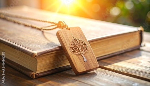 Fototapeta 本をより愛おしくする、ミニマルなリーフデザインのブックマークGenerated image
