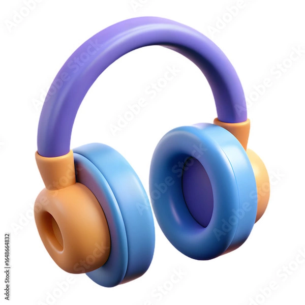 Obraz Stylish 3D headphones for immersive audio experience and modern tech lifestyle, perfect for music lovers