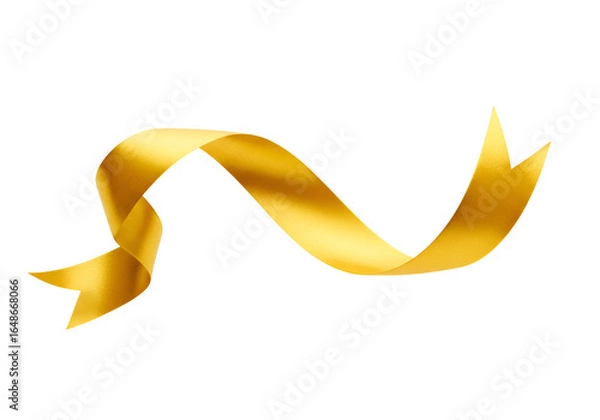 Fototapeta Elegant golden ribbon flowing gracefully against a solid black background
