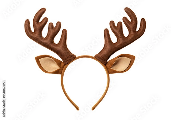 Fototapeta Festive reindeer antler headband with detailed plush ears and antlers for holiday costume accessory