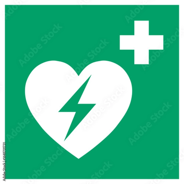 Obraz ISO 7010 ; E010 - Automated external heart defibrillator