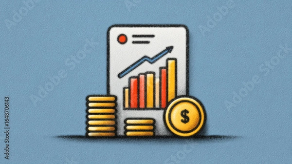 Fototapeta Minimalist Icon Depicting Management Fees in Business Context. Generative AI