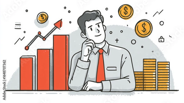Fototapeta Minimalist Icon Depicting Management Fees in Business Context. Generative AI