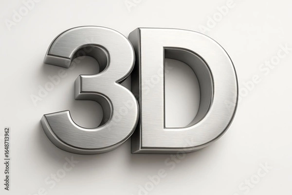 Fototapeta shiny 3d metal logo with smooth brushed texture, isolated on white background