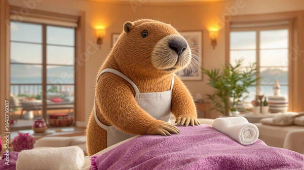 Fototapeta Relaxing Spa Day with a Beaver Therapist