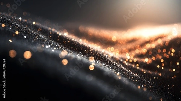 Fototapeta Abstract design of shimmering particles with warm light.