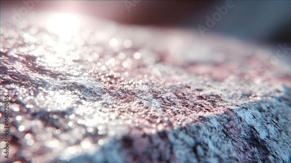 Fototapeta Close-up view of a textured rock surface with sparkling highlights.