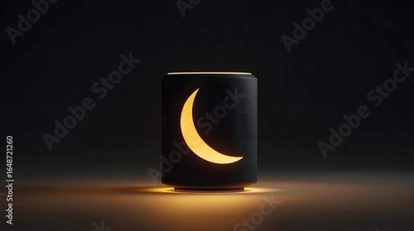 Fototapeta Cylindrical lamp with crescent moon design.