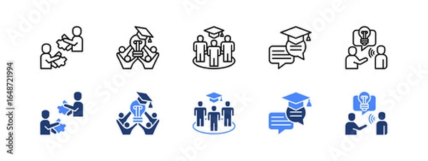 Obraz Cooperation, Teamwork, Leadership, Communication, Listening skills. with 2 style icon.