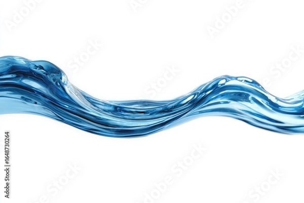 Fototapeta Blue water waves flowing over white background