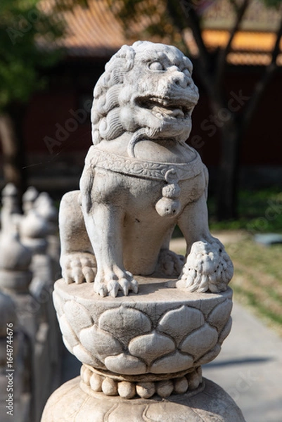 Obraz stone lion of Forbidden city broken rainbow bridge