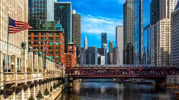 Obraz Chicago widziane z mostu Franklin Street