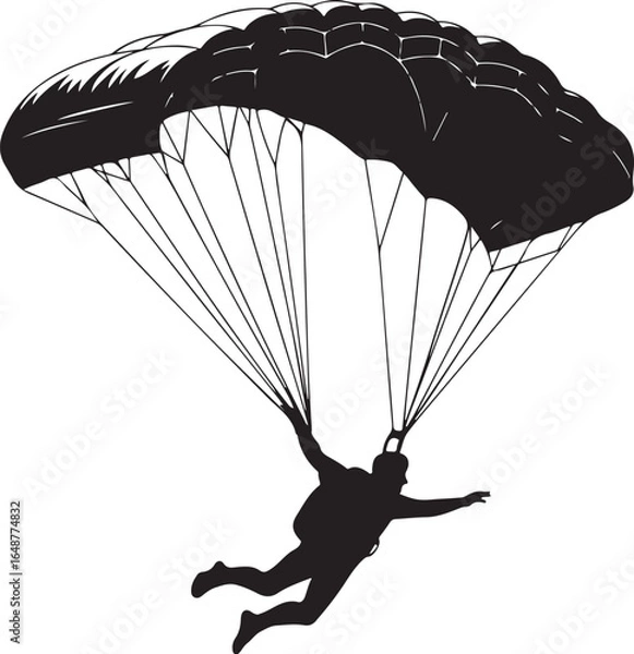 Obraz Skydiver freefalling with parachute against clear sky