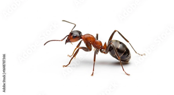 Obraz Red ant posing with antenna on isolated transparent background