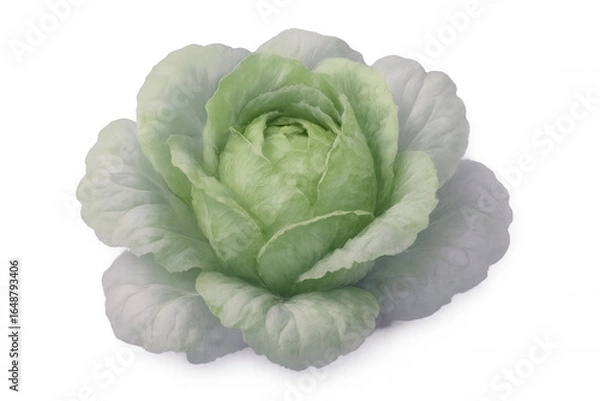 Fototapeta Verdant ornamental cabbage displaying dense, rose-shaped foliage, positioned against transparent backdrop
