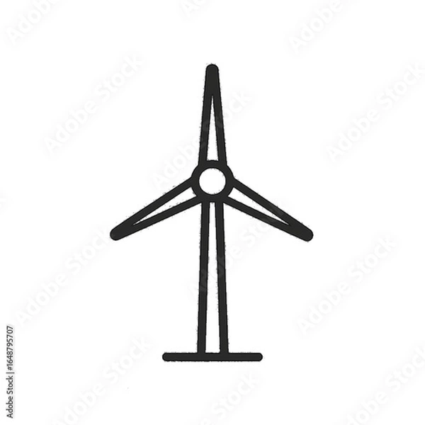 Fototapeta Black and White Line Drawing of Wind Turbine – Renewable Energy Vector Illustration