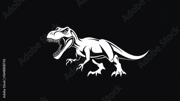 Fototapeta White tyrannosaurus rex illustration against black background suitable for various design projects and photo resources.