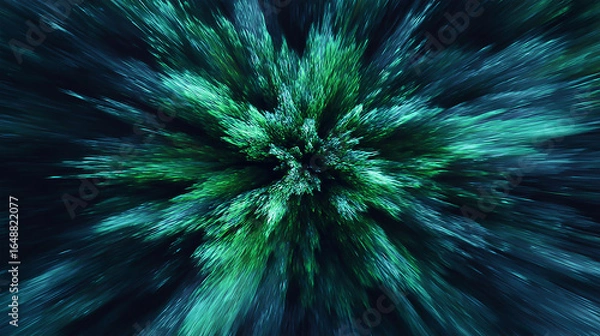 Fototapeta Abstract depiction of vibrant green foliage radiating outward, creating a dynamic forest effect