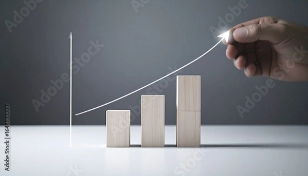 Obraz Visualizing results by drawing three ascending bar graphs directly